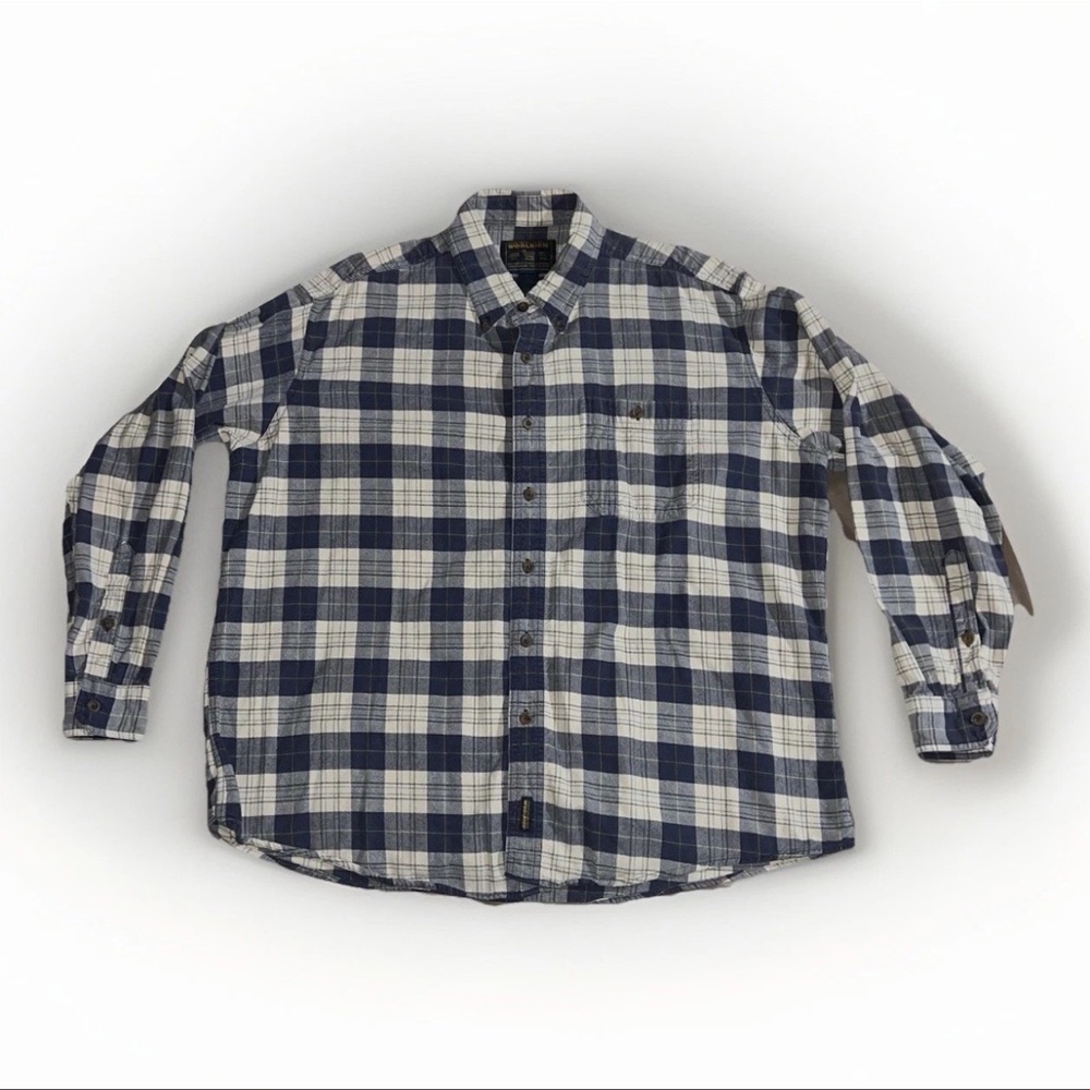 Vintage Y2K Woolrich Flannel Shirt Men’s Size XL Blue White Checkered Grunge